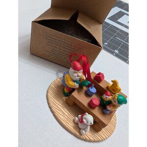 Avon Christmas with Santa in the Workshop molded plastic ornament vtg w/ box